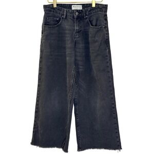 Motel Denim Cropped Pants Black Factory Distressed Raw Hem Womens 26x32